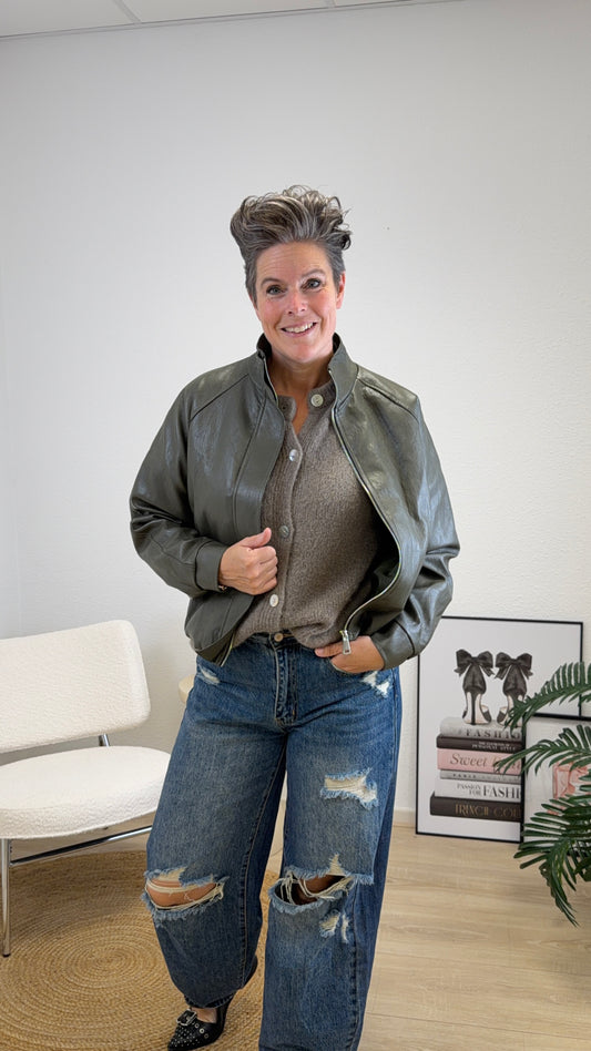 Leather look jas Bep